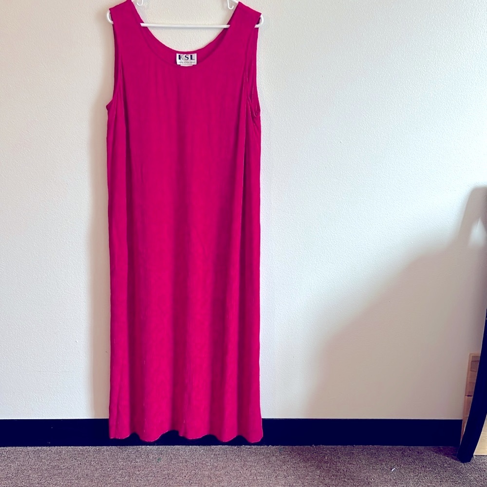 KSL Woman Plus Size 20W Barbie Pink Sleeveless 100% Rayon Comfy Maxi Dress
